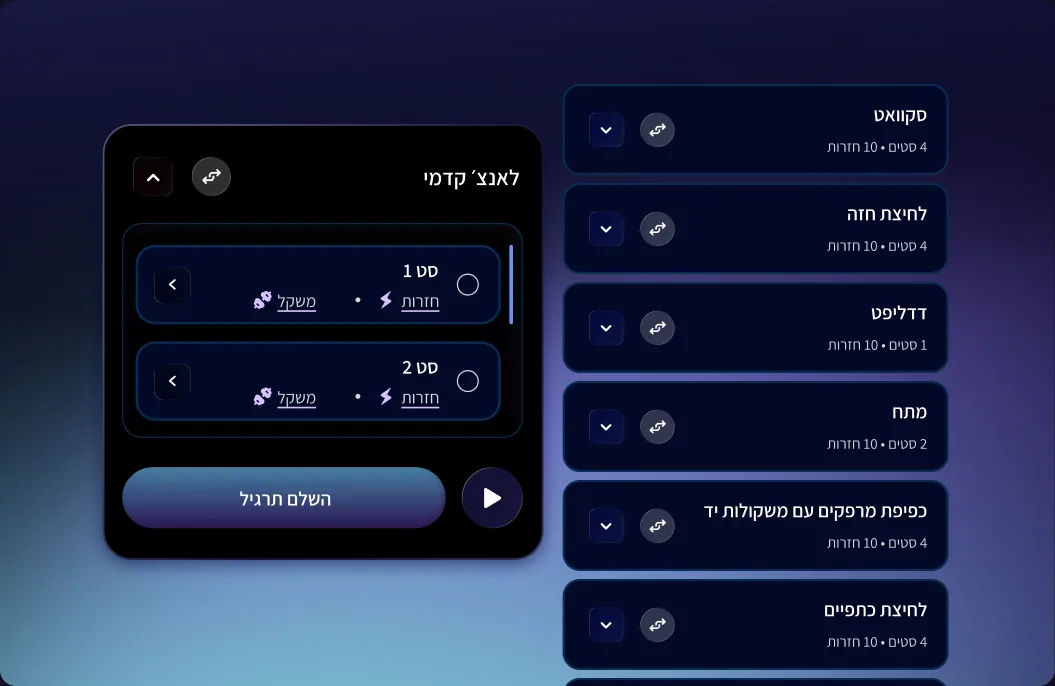 בניית תוכנית אימונים ממאגר של מעל 10,000 תרגילים